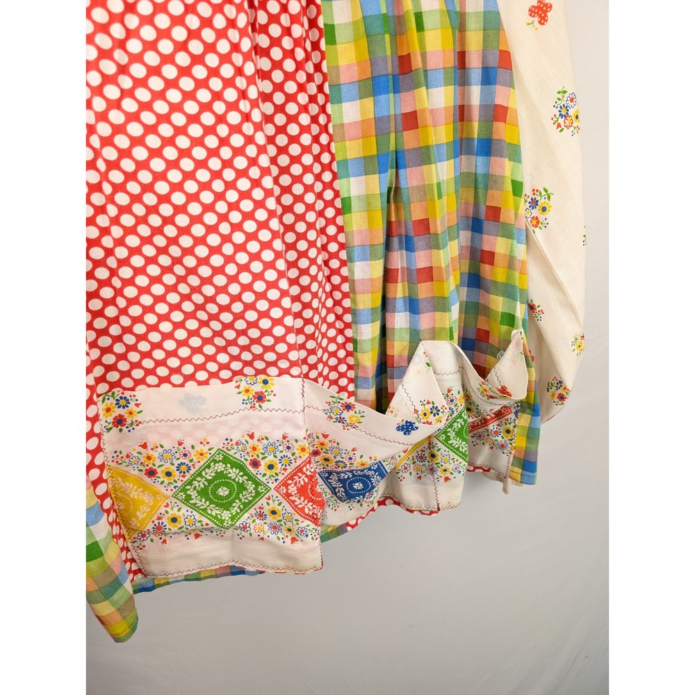 Vintage 70s Handmade Patchwork Utility Shirt Sz L Multicolor Peasant Cottagecore - Picture 4 of 9